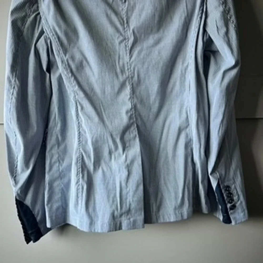 XM Collection Blazer Men Large Blue Pinstripe Seersucker Sport Coat Italy Preppy